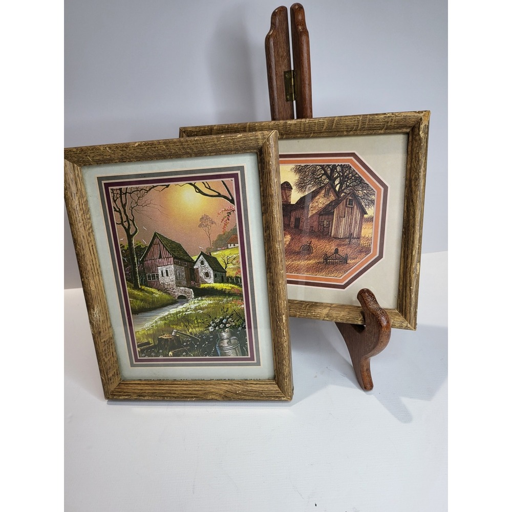 Vintage Arthur A Kaplan Country Farm Landscape Framed Prints Set of 2 Rustic 7x9 - Picture 5 of 9